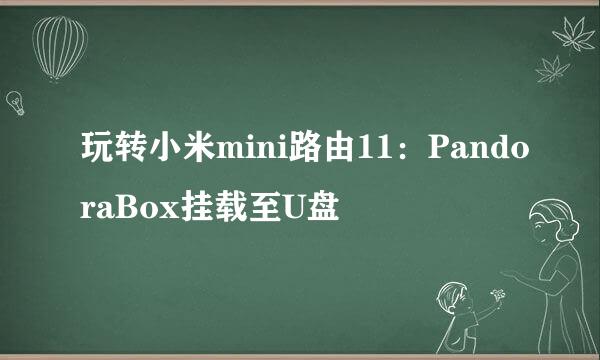 玩转小米mini路由11：PandoraBox挂载至U盘