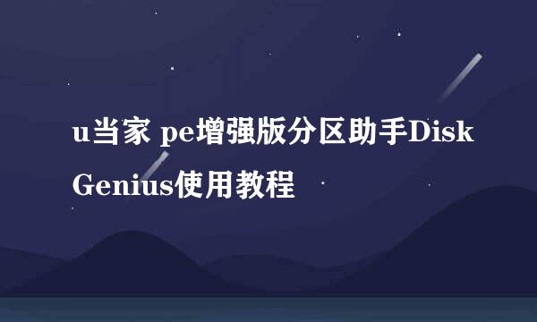 u当家 pe增强版分区助手DiskGenius使用教程