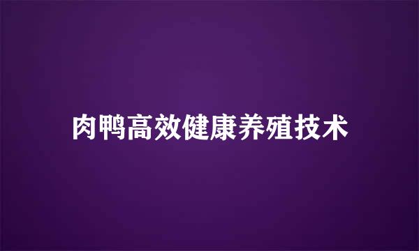 肉鸭高效健康养殖技术