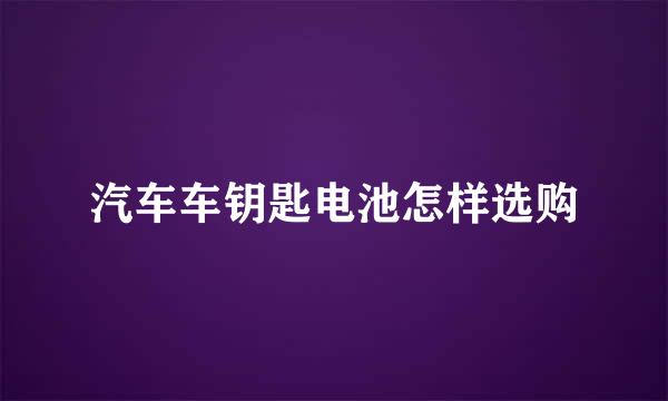 汽车车钥匙电池怎样选购