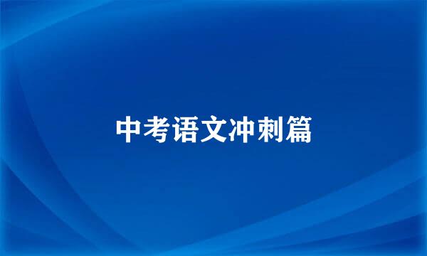 中考语文冲刺篇