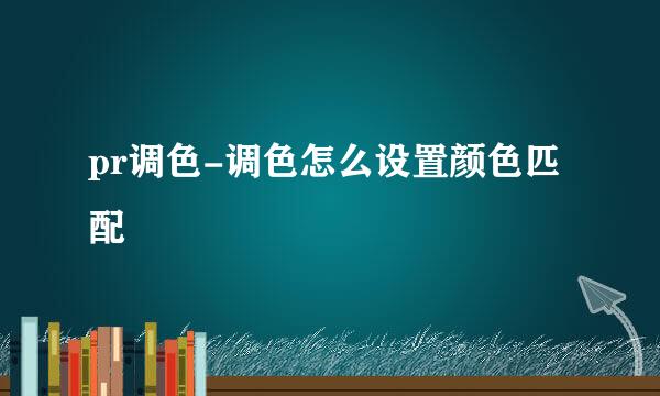 pr调色-调色怎么设置颜色匹配