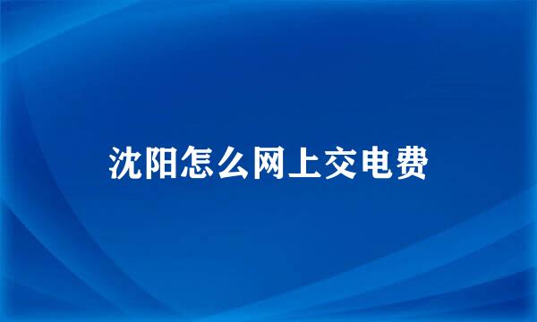 沈阳怎么网上交电费