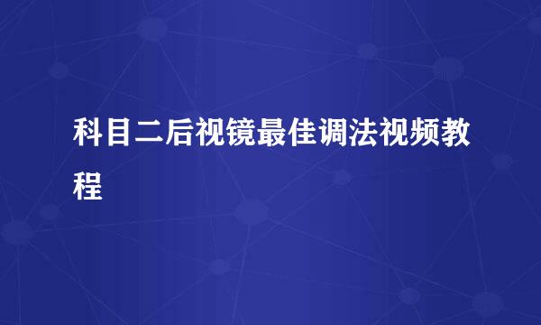 科目二后视镜最佳调法视频教程