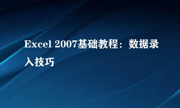 Excel 2007基础教程：数据录入技巧