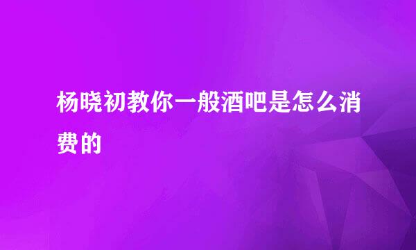 杨晓初教你一般酒吧是怎么消费的