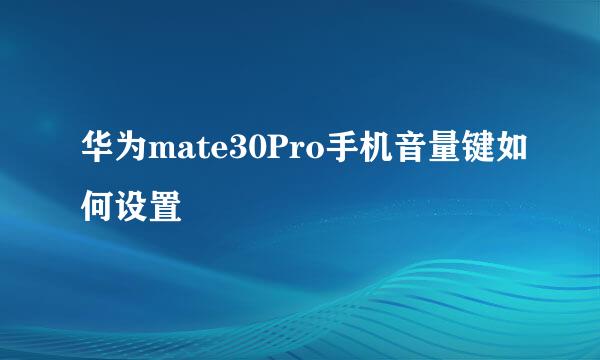 华为mate30Pro手机音量键如何设置