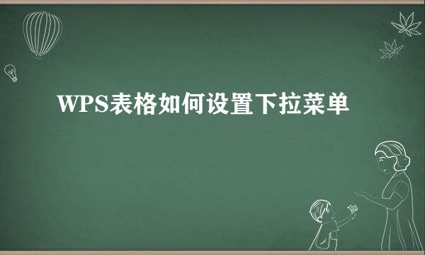 WPS表格如何设置下拉菜单