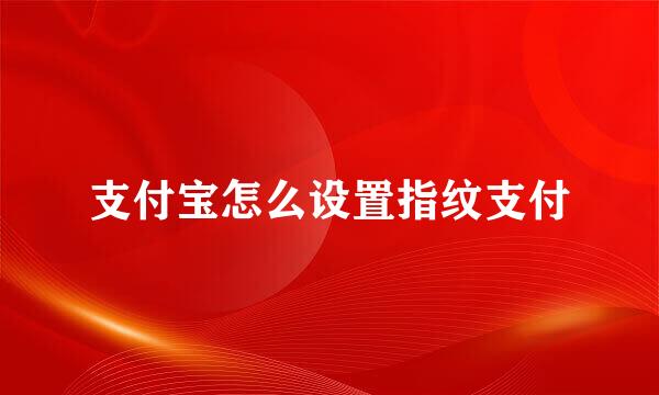支付宝怎么设置指纹支付