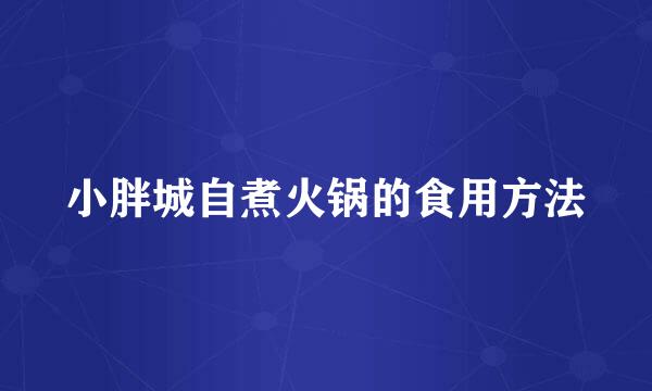 小胖城自煮火锅的食用方法