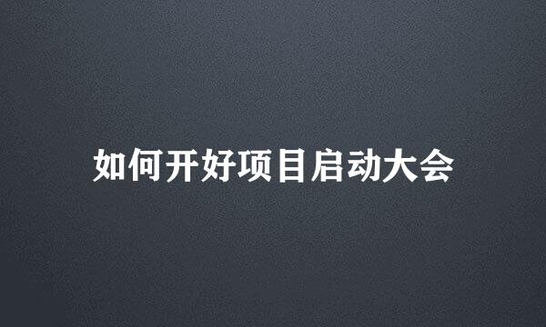 如何开好项目启动大会