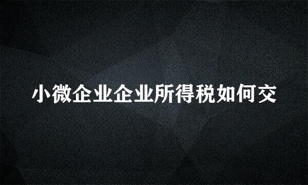 小微企业企业所得税如何交