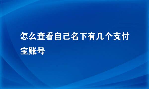 怎么查看自己名下有几个支付宝账号