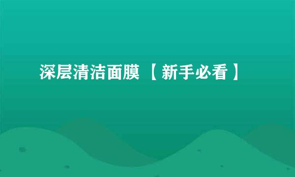 深层清洁面膜 【新手必看】