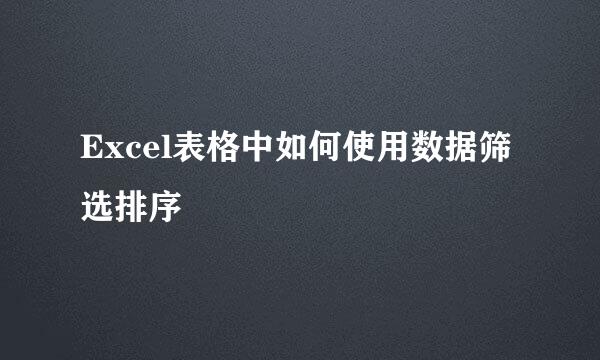 Excel表格中如何使用数据筛选排序