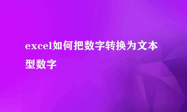 excel如何把数字转换为文本型数字