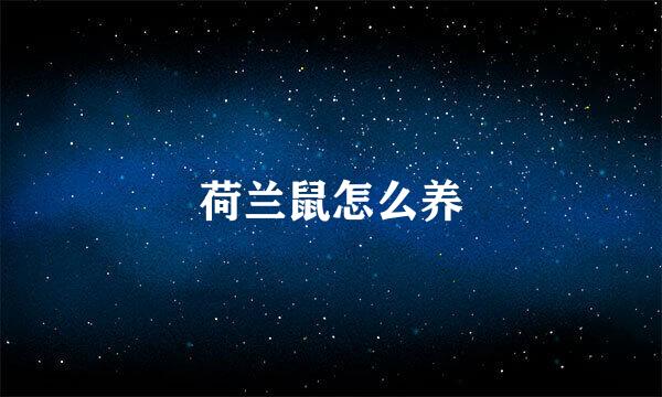 荷兰鼠怎么养