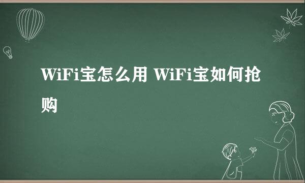 WiFi宝怎么用 WiFi宝如何抢购