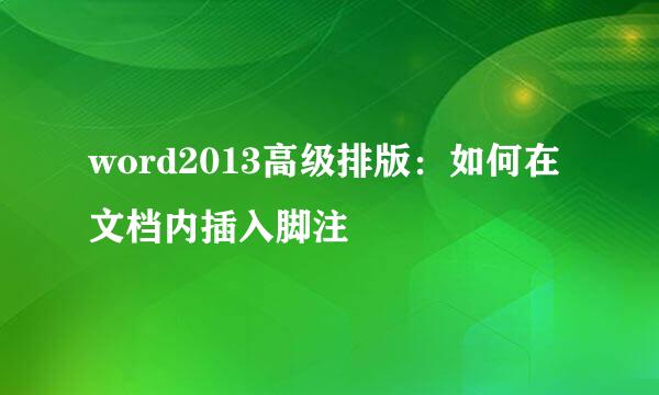 word2013高级排版：如何在文档内插入脚注