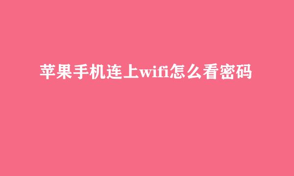 苹果手机连上wifi怎么看密码