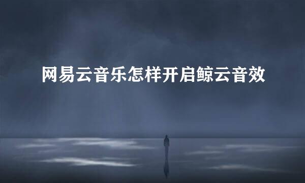 网易云音乐怎样开启鲸云音效