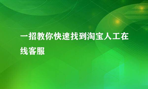 一招教你快速找到淘宝人工在线客服