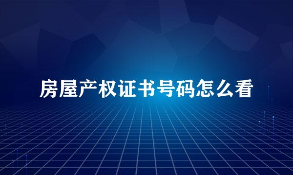 房屋产权证书号码怎么看