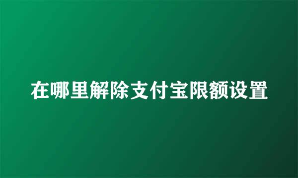 在哪里解除支付宝限额设置