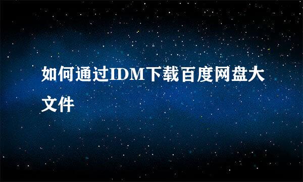 如何通过IDM下载百度网盘大文件