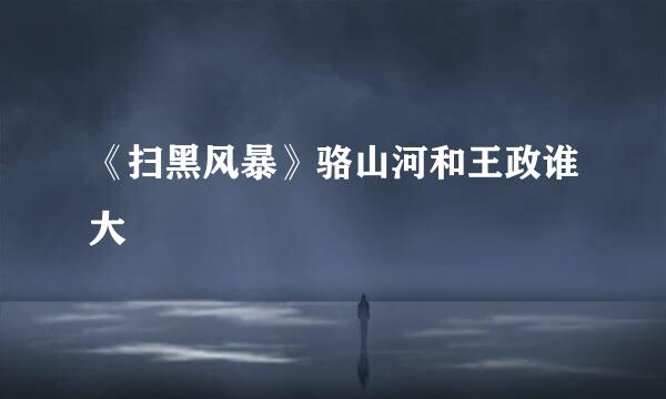 《扫黑风暴》骆山河和王政谁大