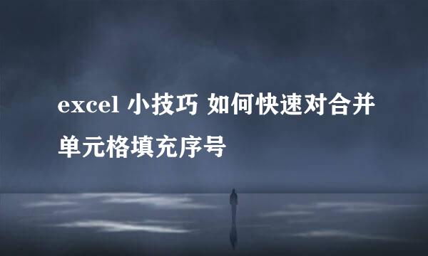 excel 小技巧 如何快速对合并单元格填充序号