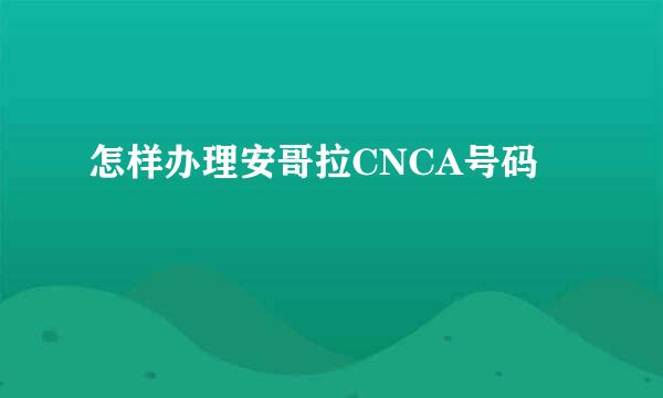 怎样办理安哥拉CNCA号码