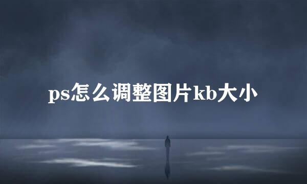ps怎么调整图片kb大小