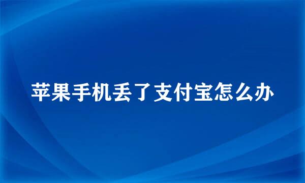 苹果手机丢了支付宝怎么办