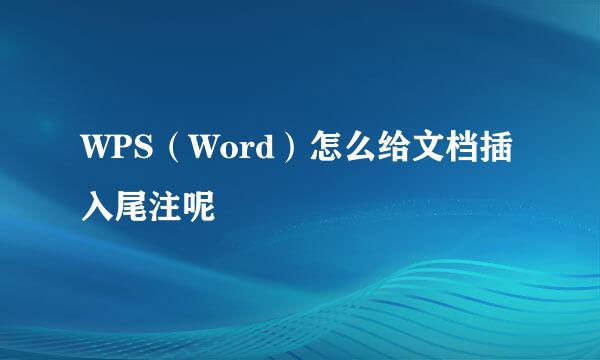 WPS（Word）怎么给文档插入尾注呢