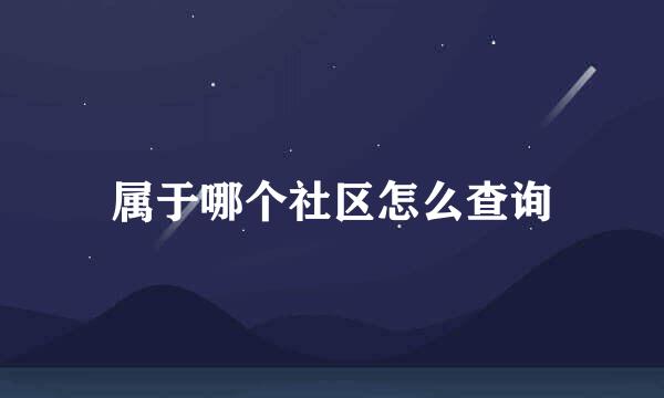 属于哪个社区怎么查询