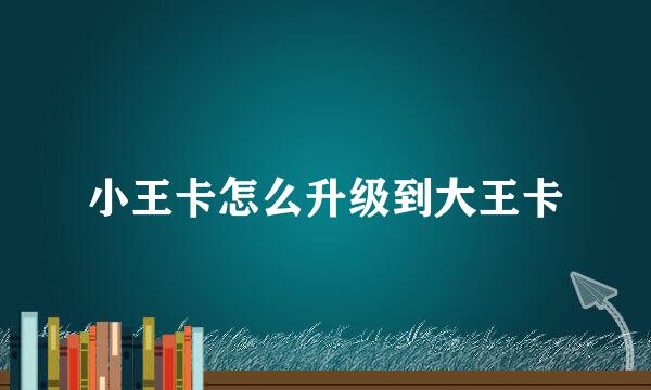 小王卡怎么升级到大王卡