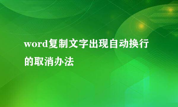 word复制文字出现自动换行的取消办法