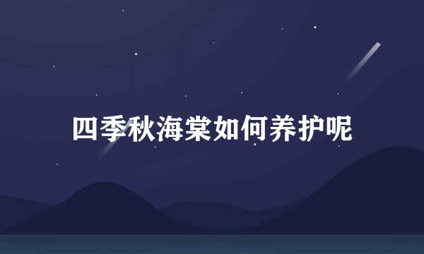 四季秋海棠如何养护呢