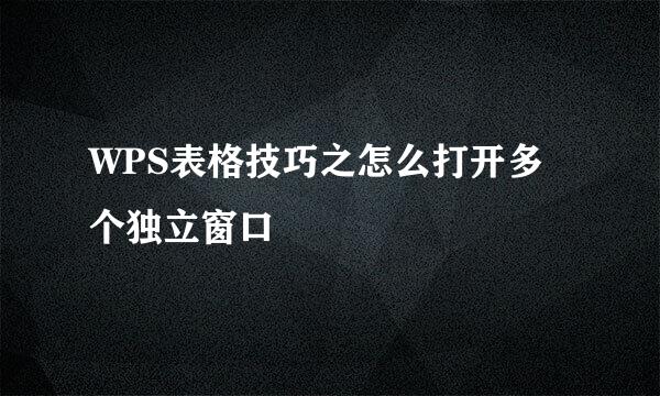WPS表格技巧之怎么打开多个独立窗口