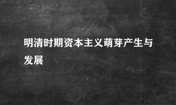 明清时期资本主义萌芽产生与发展