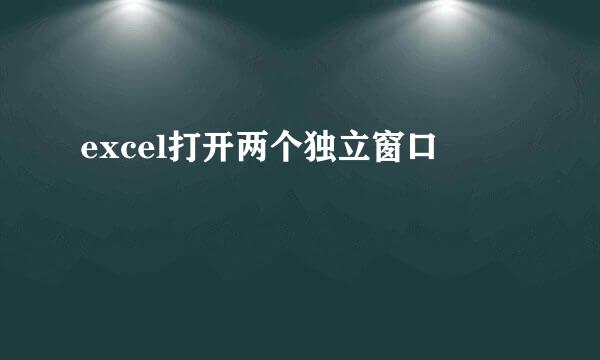 excel打开两个独立窗口