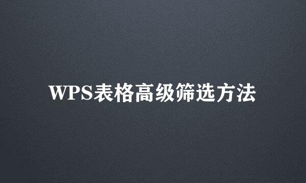 WPS表格高级筛选方法