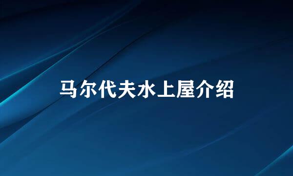 马尔代夫水上屋介绍