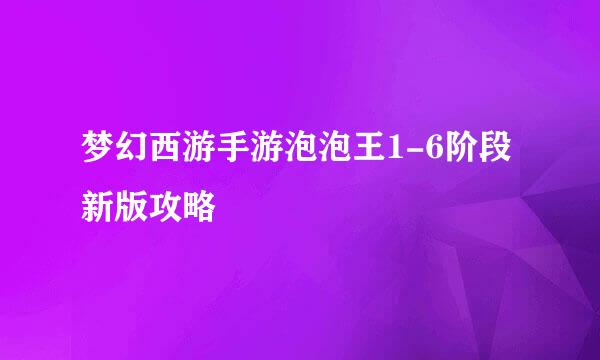梦幻西游手游泡泡王1-6阶段新版攻略
