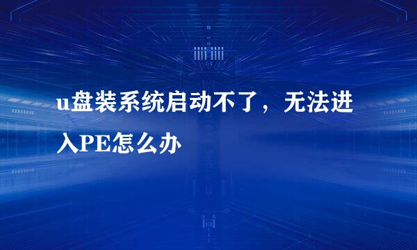 u盘装系统启动不了，无法进入PE怎么办