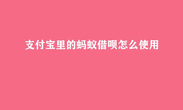 支付宝里的蚂蚁借呗怎么使用