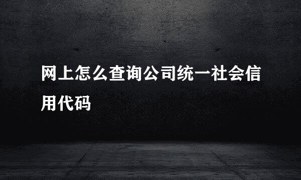 网上怎么查询公司统一社会信用代码