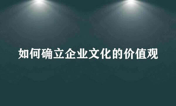 如何确立企业文化的价值观