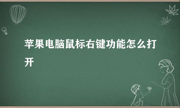苹果电脑鼠标右键功能怎么打开